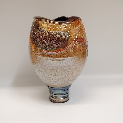 #221180 Raku Vase 3xFired 9.5x6 $42 at Hunter Wolff Gallery